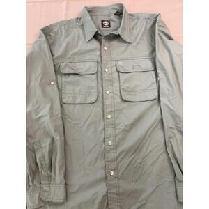 Timberland Fishing Shirt 2XLT Men Green Cotton Sorona Poly